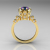 Classic Armenian 14K Yellow Gold 2.0 Alexandrite Diamond Bridal Solitaire Ring R405-14KYGD2AL-2