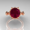 French Antique 14K Rose Gold 3.0 CT Red Garnet Diamond Solitaire Wedding Ring Y235-14KRGDRG-3
