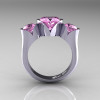 Nature Classic 10K White Gold 2.0 Ct Heart Light Pink Sapphire Three Stone Floral Engagement Ring Wedding Ring R434-10KWGLPS-2