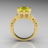 French Vintage 14K Yellow Gold 3.8 Carat Princess Yellow Topaz Diamond Solitaire Ring R222-YGDYT-2