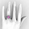 French Vintage 14K White Gold 3.8 Carat Princess Light Pink Sapphire Diamond Solitaire Ring R222-WGDLPS-4
