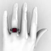 French Vintage 14K Black Gold 3.8 Carat Princess Raspberry Red Garnet Diamond Solitaire Ring R222-BGDG-4