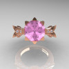 Modern Vintage 14K Rose Gold 3.0 Ct Light Pink Sapphire Diamond Solitaire Engagement Ring R253-14KRGDLPS-3