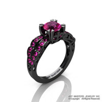 Modern Vintage 14K Black Gold 1.0 Carat Pink Sapphire Solitaire Ring R322-14KBGPS-1