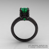 Classic Victorian 14K Black Gold 1.0 Ct Emerald  Solitaire Engagement Ring R506-14KBGEM-2