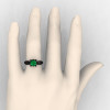 Classic Victorian 14K Black Gold 1.0 Ct Emerald  Solitaire Engagement Ring R506-14KBGEM-4