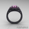 Italian 14K Matte Black Gold 1.0 Ct Light Pink Sapphire Engagement Ring Wedding Ring R280-14KMBGLPS-2