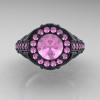 Italian 14K Matte Black Gold 1.0 Ct Light Pink Sapphire Engagement Ring Wedding Ring R280-14KMBGLPS-3