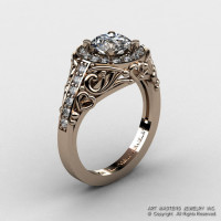 Italian 14K Rose Gold 1.0 Ct Cubic Zirconia Diamond Engagement Ring Wedding Ring R280-14KRGDCZ-1