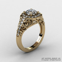 Italian 14K Yellow Gold 1.0 Ct Cubic Zirconia Diamond Engagement Ring Wedding Ring R280-14KYGDCZ-1