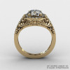 Italian 14K Yellow Gold 1.0 Ct White Sapphire Diamond Engagement Ring Wedding Ring R280-14KYGDWS-2