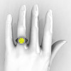 High Fashion 14K White Gold 3.0 Ct Yellow Sapphire Diamond Designer Wedding Ring R407-14KWGDYS-2