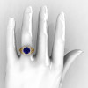 High Fashion 14K Yellow Gold 3.0 Ct  Blue Sapphire Diamond Designer Wedding Ring R407-14KYGDBS-4