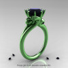 Art Masters 14K Green Gold 3.0 Ct Black Diamond Military Dragon Engagement Ring R601-14KGGBD-2