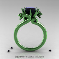 Art Masters 14K Green Gold 3.0 Ct Black Diamond Military Dragon Engagement Ring R601-14KGGBD-1