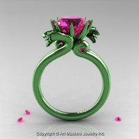 Art Masters 14K Green Gold 3.0 Ct Pink Sapphire Military Dragon Engagement Ring R601-14KGGPS-1