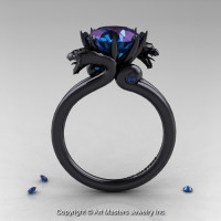 Art Masters 14K Black Gold 3.0 Ct Russian Alexandrite Dragon Engagement Ring R601-14KBGAL-1