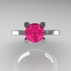 Modern Armenian 14K White Gold Lace 1.0 Ct Pink Sapphire Solitaire Engagement Ring R308-14KWGPS-3