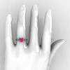 Modern Armenian 14K White Gold Lace 1.0 Ct Pink Sapphire Solitaire Engagement Ring R308-14KWGPS-4