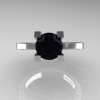 Modern Armenian 14K White Gold Lace 1.0 Ct Black Diamond Solitaire Engagement Ring R308-14KWGBD-3