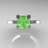 Modern Armenian 14K White Gold Lace 1.0 Ct Green Topaz Solitaire Engagement Ring R308-14KWGGT-3