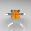 Modern Armenian 14K White Gold Lace 1.0 Ct Citrine Solitaire Engagement Ring R308-14KWGCI-3