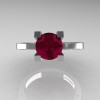 Modern Armenian 14K White Gold Lace 1.0 Ct Garnet Solitaire Engagement Ring R308-14KWGG-3