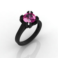 Modern 14K Black Gold Gorgeous Solitaire Bridal Ring with a 2.0 Carat Pink Sapphire Center Stone R66N-BGPS-1