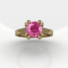 Modern 14K Yellow Gold Gorgeous Solitaire Bridal Ring with a 2.0 Carat Pink Sapphire Center Stone R66N-14KYGPS-3