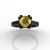 Modern 14K Black Gold Gorgeous Solitaire Bridal Ring with a 2.0 Carat Yellow Sapphire Center Stone R66N-BGYS-3