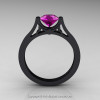 Modern 14K Black Gold Luxurious and Simple Engagement Ring or Wedding Ring with a 1.0 Ct Amethyst Center Stone R668-14KBGAM-2
