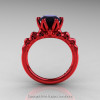 Nature Inspired 14K Red Gold 2.0 Carat Black Diamond Organic Design Bridal Solitaire Ring R670s-14KRGBD-2