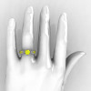 14K White Gold 1.0 Ct Yellow Sapphire Diamond Nature Inspired Engagement Ring Wedding Ring R671-14KWGDYS-4