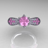 14K White Gold 1.0 Ct Light Pink Sapphire Diamond Nature Inspired Engagement Ring Wedding Ring R671-14KWGDLPS-3