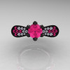 14K Matte Black Gold 1.0 Ct Pink Sapphire Diamond Nature Inspired Engagement Ring Wedding Ring R671-14KMBGDPS-3