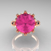 Classic 14K Rose Gold 5.0 Ct Pink Sapphire Marquise Black Diamond Solitaire Ring R160-14KRGBDPS-3