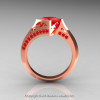 Modern French 14K Rose Gold 1.23 Ct Princess Rubies Engagement Ring Wedding Ring R176-14RGR-2