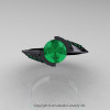 Modern French 14K Black Gold 1.0 Ct Emerald Engagement Ring Wedding Ring R376-14KBGEM-4