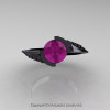 Modern French 14K Black Gold 1.0 Ct Amethyst Engagement Ring Wedding Ring R376-14KBGAM-4