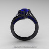 Modern French 14K Black Gold 1.0 Ct Blue Sapphire Engagement Ring Wedding Ring R376-14KBGBS-3