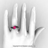 Modern French 14K Black Gold 1.0 Ct Pink Sapphire Engagement Ring Wedding Ring R376-14KBGPS-5