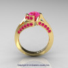 Modern French 14K Yellow Gold 1.0 Ct Pink Sapphire Engagement Ring Wedding Ring R376-14KYGPS-3
