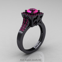 Art Masters French 14K Black Gold 1.0 Carat Pink Sapphire Engagement Ring R215-14KBGPS-1