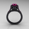 Art Masters French 14K Black Gold 1.0 Carat Pink Sapphire Engagement Ring R215-14KBGPS-2
