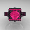 Art Masters French 14K Black Gold 1.0 Carat Pink Sapphire Engagement Ring R215-14KBGPS-3