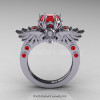 Art Masters Classic Winged Skull 10K White Gold 1.0 Ct Rubies Solitaire Engagement Ring R613-10KWGR-2