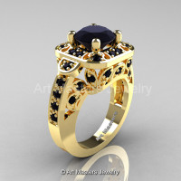 Art Masters Classic 14K Yellow Gold 2.0 Ct Black Diamond Engagement Ring Wedding Ring R298-14KYGBD-1
