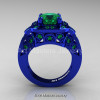 Art Masters Classic 14K Blue Gold 2.0 Ct Emerald Engagement Ring Wedding Ring R298-14KBLGEM-2