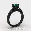14K Black Gold New Fashion Gorgeous Solitaire 1.0 Carat Emerald Bridal Wedding Ring Engagement Ring R26N-14KBGEM-2