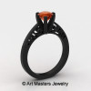 14K Black Gold New Fashion Gorgeous Solitaire 1.0 Carat Orange Sapphire Bridal Wedding Ring Engagement Ring R26N-14KBGOS-2